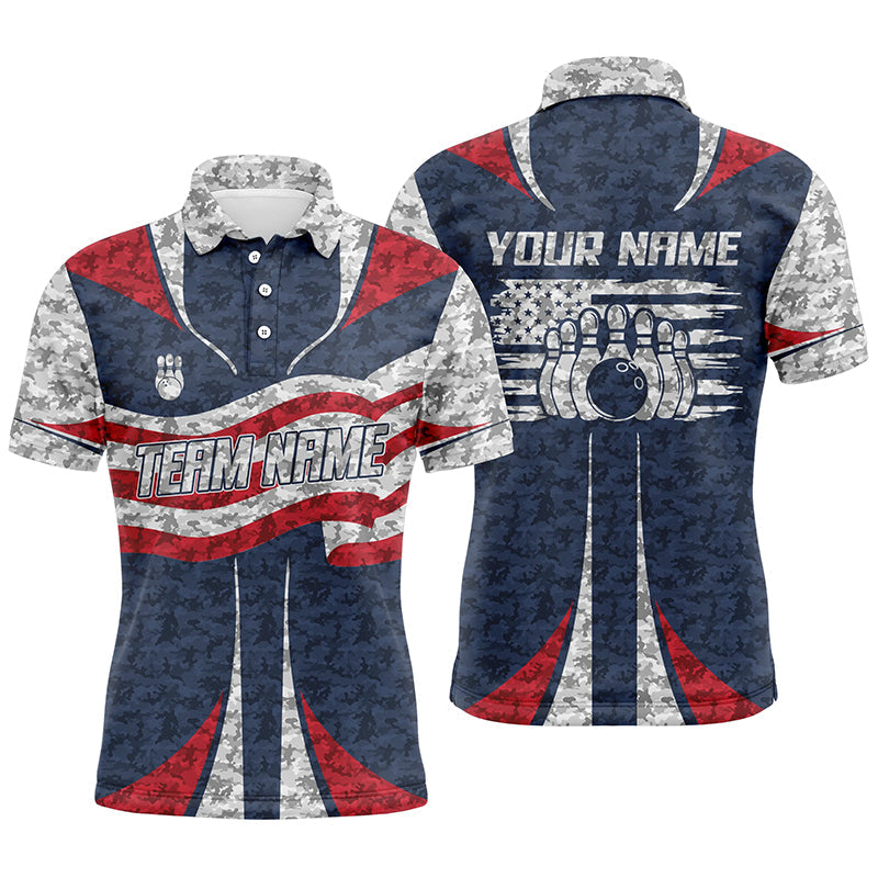 Personalized American Flag Bowling Team Shirts For Men Patriotic Bowli ...