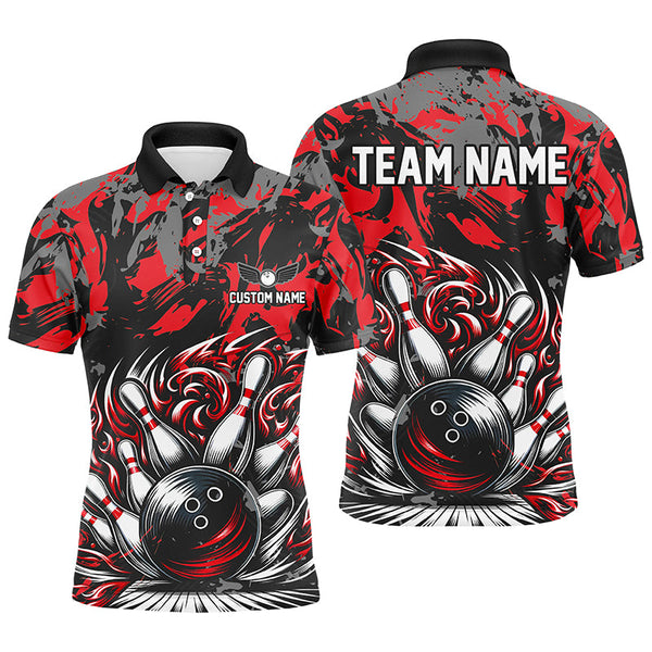 Custom Multi-Color Strike Bowling Shirts For Men And Women, Bowling Ball And Pins Bowling Team Jerseys IPHW5932