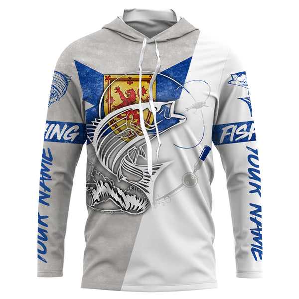 Personalized Striped Bass Long sleeve Fishing Shirts, Nova Scotia flag  Fishing apparel IPHW3212