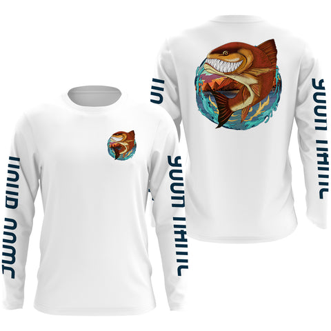 Custom Angry Redfish Fishing jerseys, Redfish Long sleeve performance Fishing Shirts IPHW3396