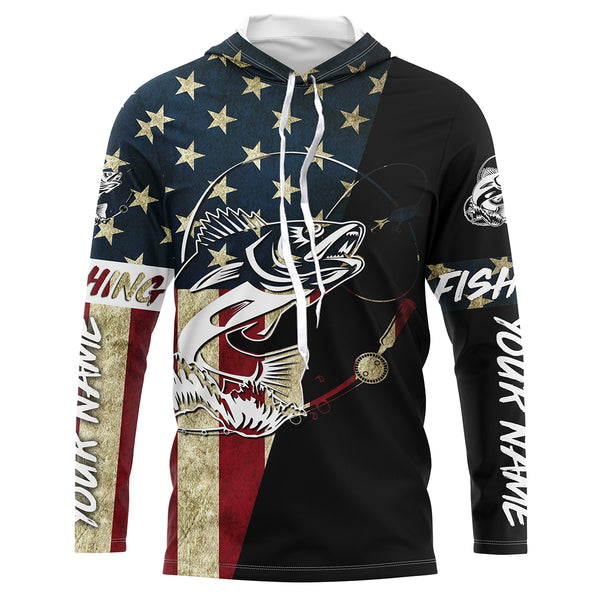 Personalized Walleye American Flag Fishing Shirts, Patriotic Walleye Fishing jerseys - IPHW1829