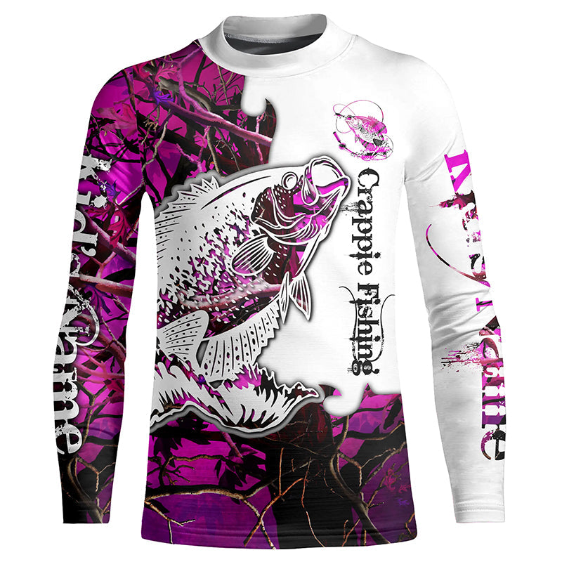 Pink Camo Custom Crappie Long Sleeve Unisex Fishing Shirts, Crappie Wo –  Myfihu