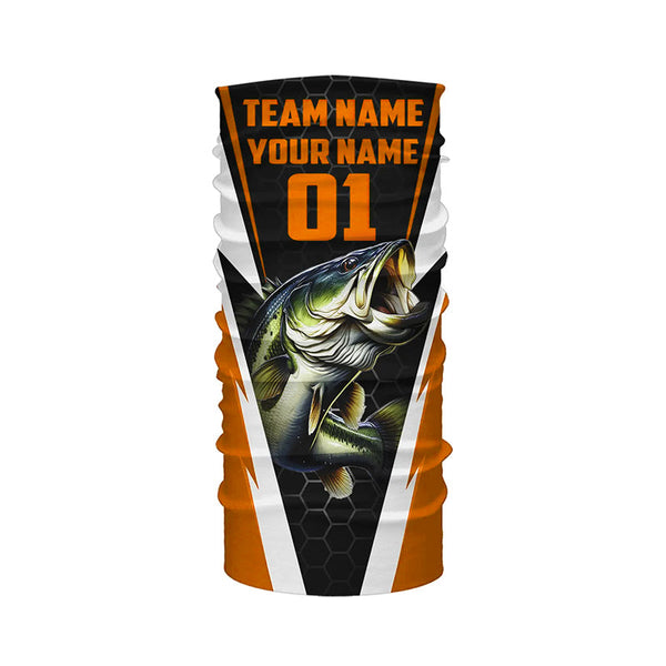 Personalized Bass Fishing Sport Jerseys, Bass Fishing Long Sleeve Tournament Shirts | Orange IPHW4382