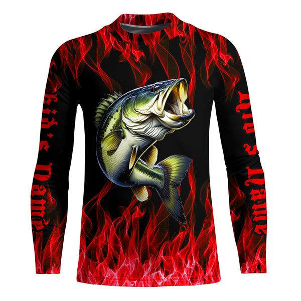 Custom Bass Fishing jerseys, Bass Long sleeve Fishing Shirts personalized Fishing gifts | red IPHW3534