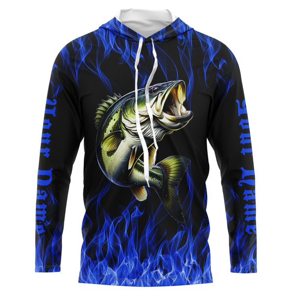 Custom Bass Fishing jerseys, Bass Long sleeve Fishing Shirts personalized Fishing gifts | blue IPHW3535