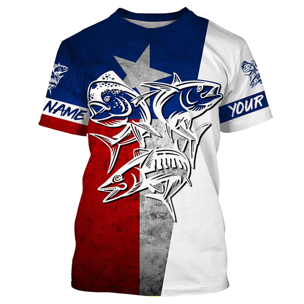 Texas Flag Fishing Shirts Offshore slam Wahoo, Mahi Mahi, Tuna Personalized Fishing gifts IPHW3540