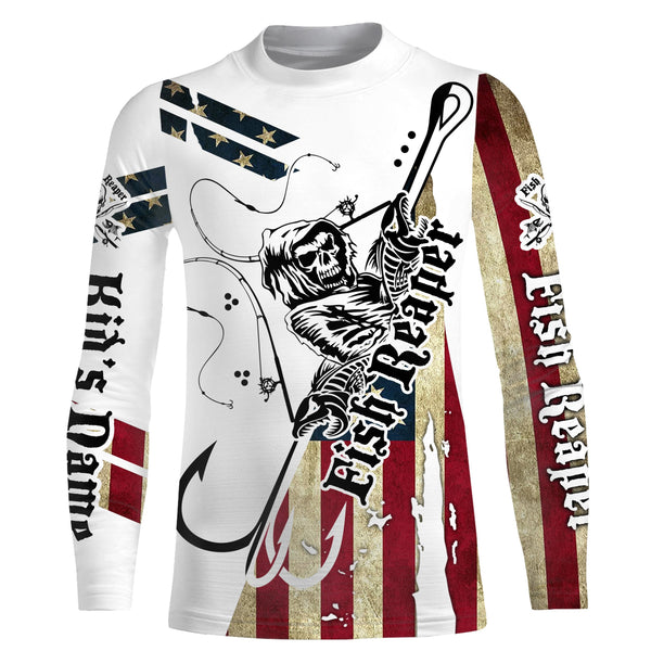 Fish reaper American Flag Custom UV Long Sleeve Fishing Shirts, Patriotic Fishing gifts - IPH1870
