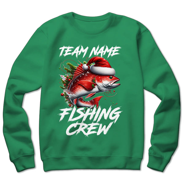Custom Christmas Redfish Fishing Team Shirts, Red Drum Fishing Crew Sweatshirt, Christmas Fishing Gifts IPHW5663