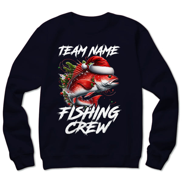 Custom Christmas Redfish Fishing Team Shirts, Red Drum Fishing Crew Sweatshirt, Christmas Fishing Gifts IPHW5663