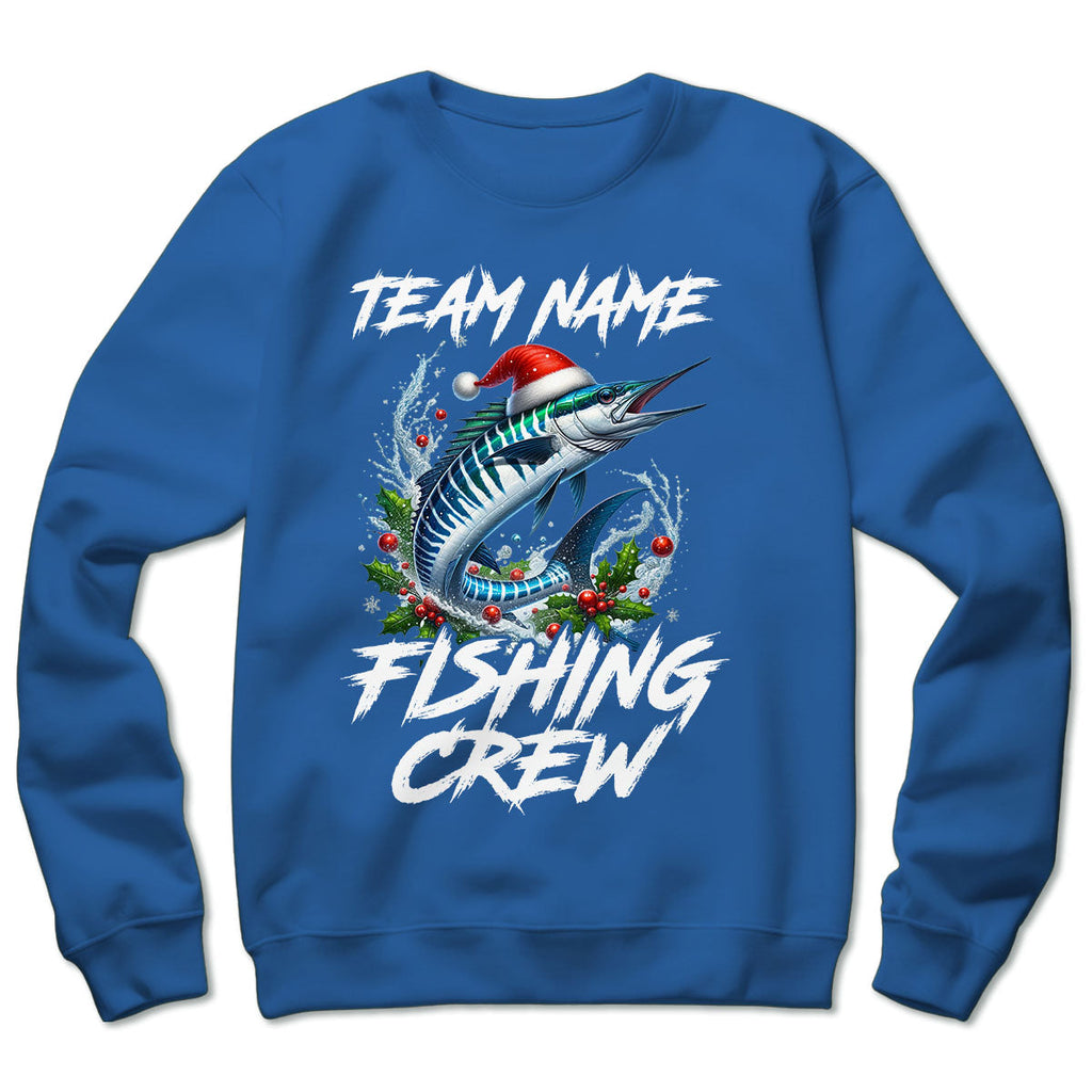 Custom Christmas Wahoo Fishing Team Shirts, Wahoo Fishing Crew