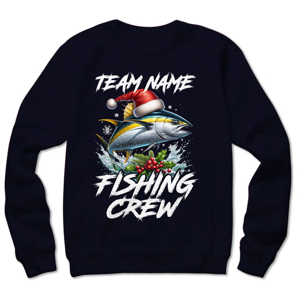 Custom Christmas Yellowfin Tuna Fishing Team Shirts, Tuna Fishing Crew Sweatshirt Fishing Gifts IPHW5666