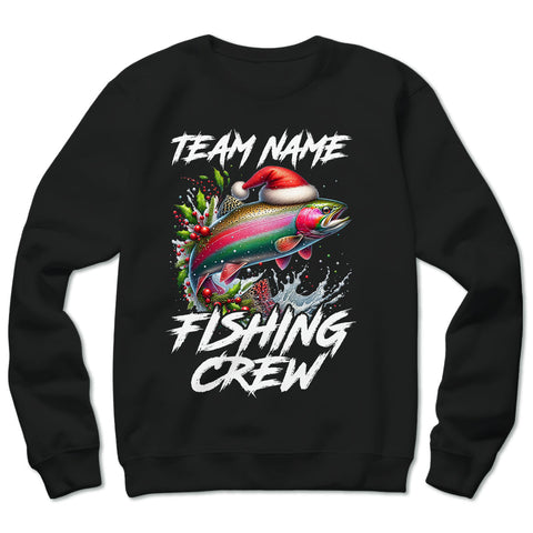 Custom Christmas Rainbow Trout Fishing Team Shirts, Trout Fishing Crew Sweatshirt Fishing Gifts IPHW5667