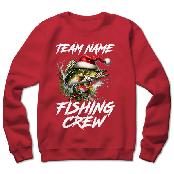 Custom Christmas Walleye Fishing Team Shirts, Walleye Fishing Crew Sweatshirt, Christmas Fishing Gifts IPHW5668