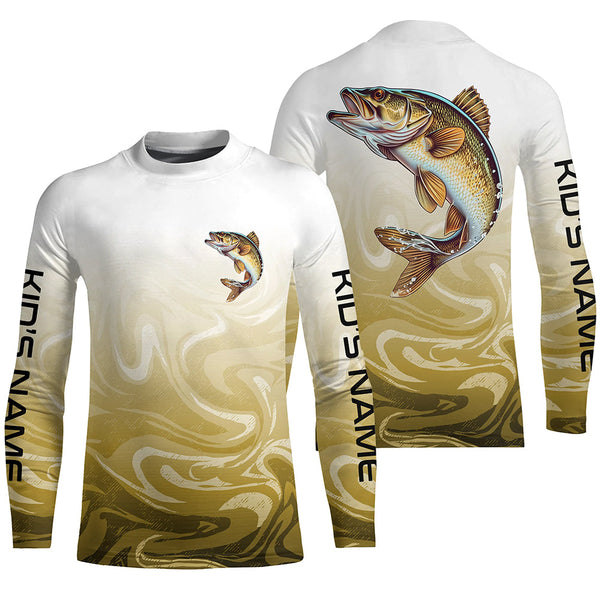 Custom Walleye Long Sleveeve Tournament Camo Fishing Shirts, Walleye Fishing Jerseys IPHW6041