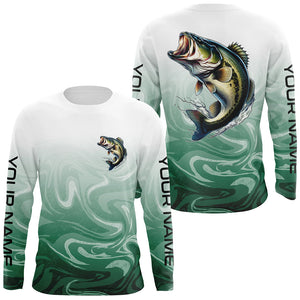 Custom Largemouth Bass Long Sleveeve Tournament Camo Fishing Shirts, Bass Fishing Jerseys IPHW6042