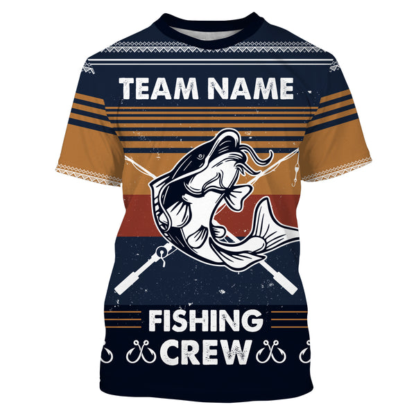 Catfish Fishing Crew Ugly sweater pattern Custom Long Sleeve Fishing Shirts, Catfish Fishing Christmas gifts for Fishing team - IPHW1878