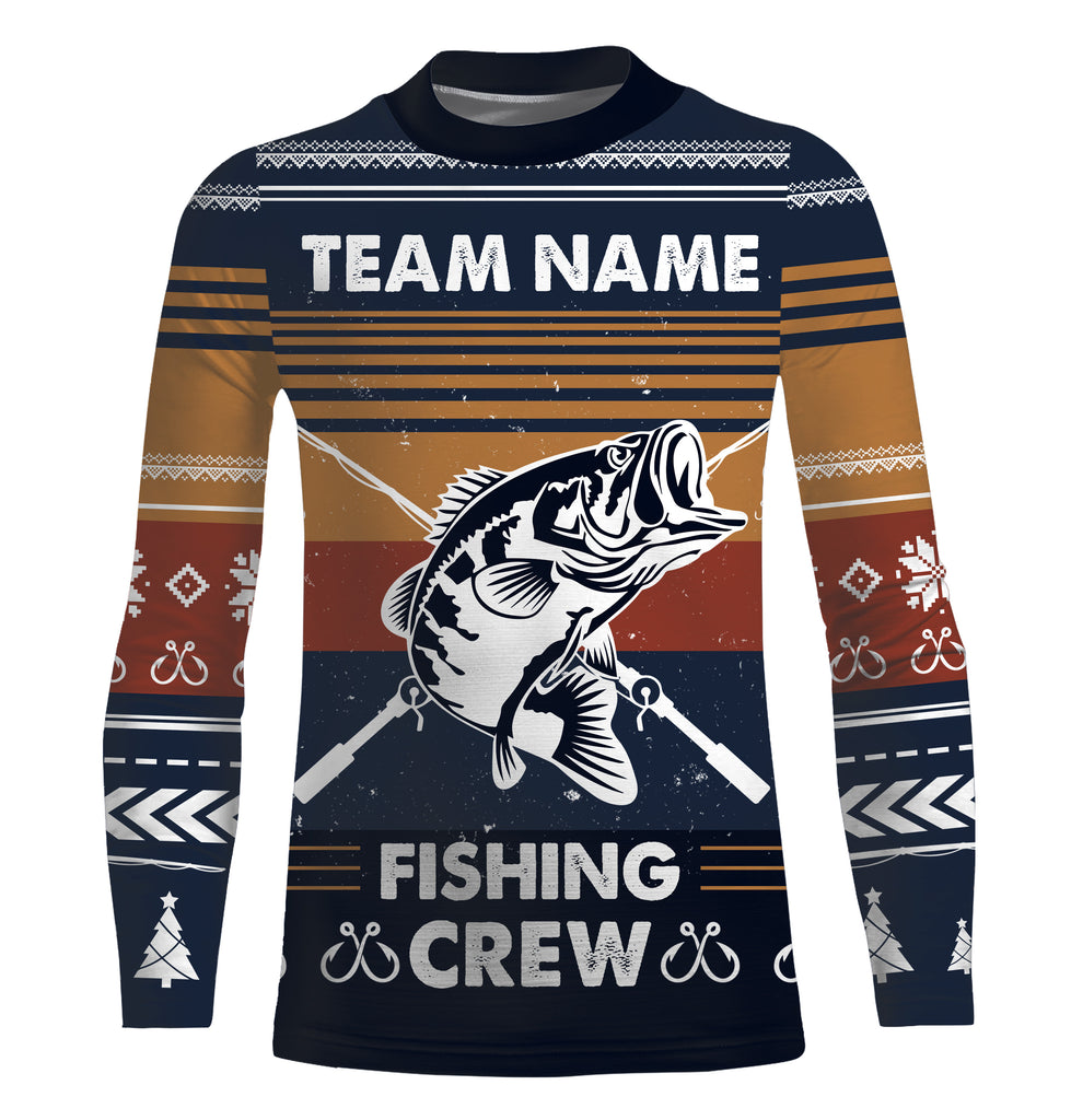 Bass Fishing Crew Ugly sweater pattern Custom Long Sleeve Fishing