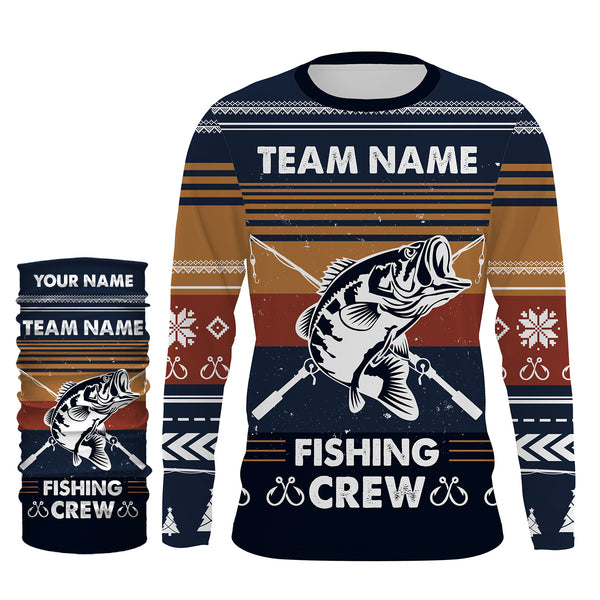 Bass Fishing Crew Ugly sweater pattern Custom Long Sleeve Fishing Shirts, Bass Fishing Christmas gifts for Fishing team - IPHW1879