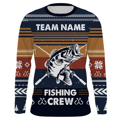 Bass Fishing Crew Ugly sweater pattern Custom Long Sleeve Fishing Shirts, Bass Fishing Christmas gifts for Fishing team - IPHW1879