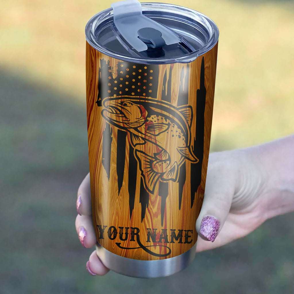 Trout Fishing Personalized Tumbler Cup Stainless Steel Insulated