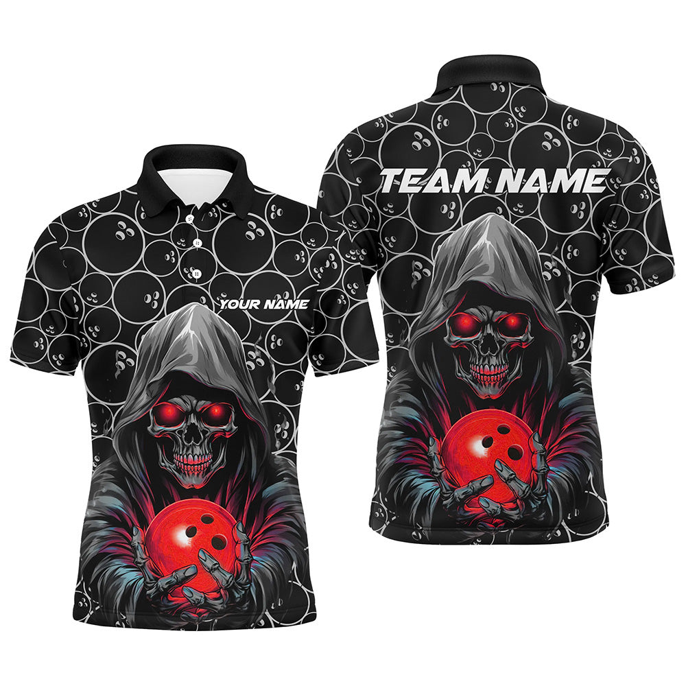 Custom Bowlers Outfits Skull Red Bowling Polo Shirts Men Bowling League Team Jerseys IPHW5388