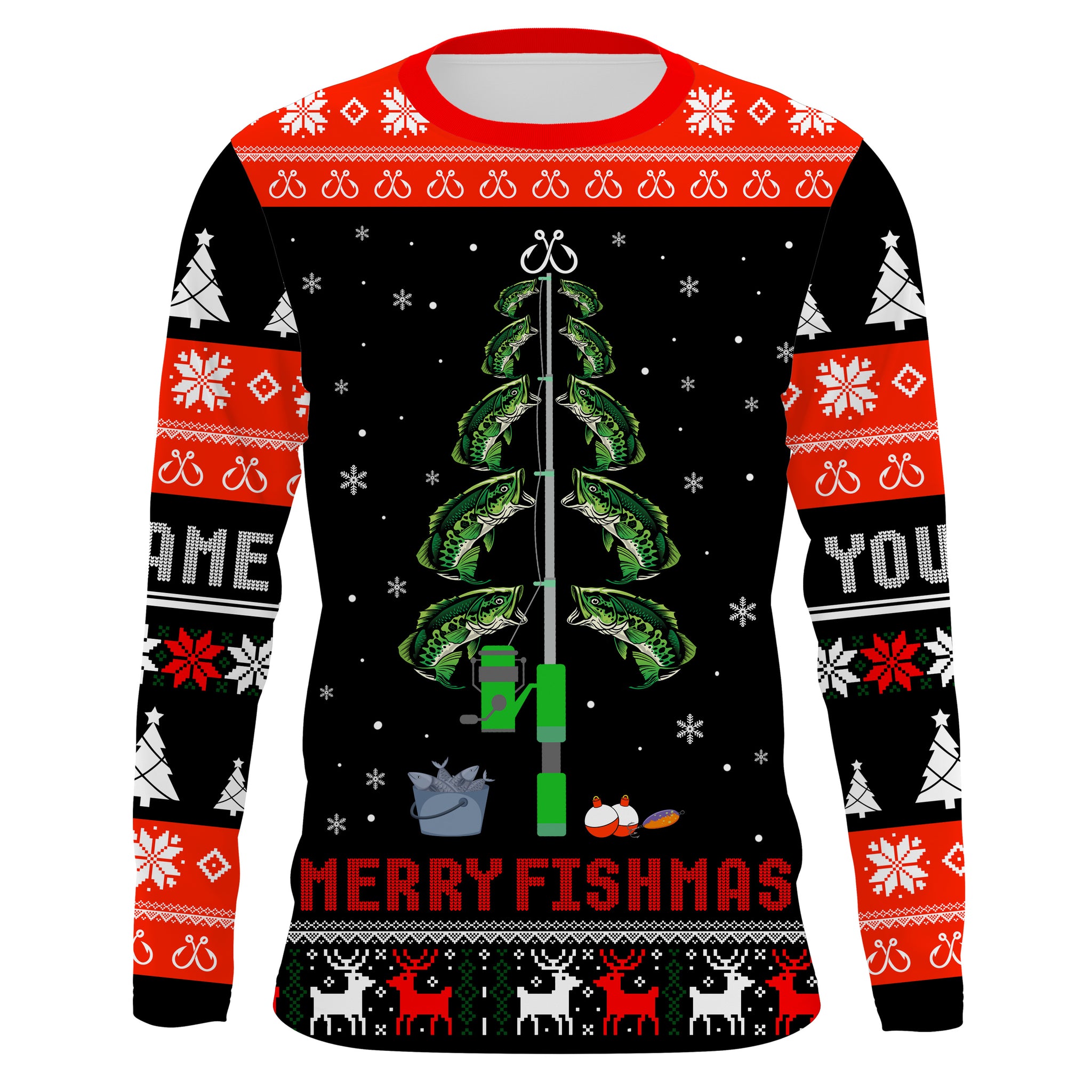 Bass Fishing Christmas Tree Custom Long Sleeve Fishing Shirts, Ugly Sw –  Myfihu