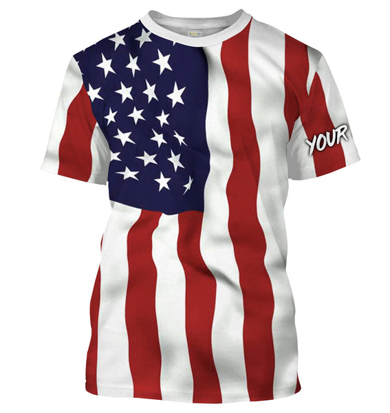 Personalized 3D American Flag Patriotic Long Sleeve performance Shirts, UV Protection UPF 30+ - IPHW1107
