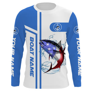 Tuna Fishing American Flag Custom Long Sleeve performance Fishing Shirts, personalized Patriotic Fishing gifts Fishing jerseys - IPHW1713