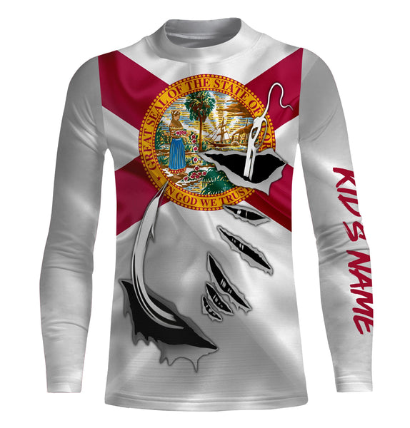 Florida Fishing hooks Custom Flag Fishing Shirts, FL Fishing gift ideas Fishing jerseys - IPH1901