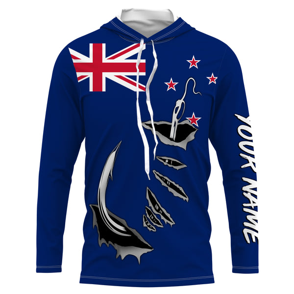 Fishing hook Newzealand Flag Long Sleeve Fishing Shirts, Personalized Patriotic Fishing gifts for men IPHW2643