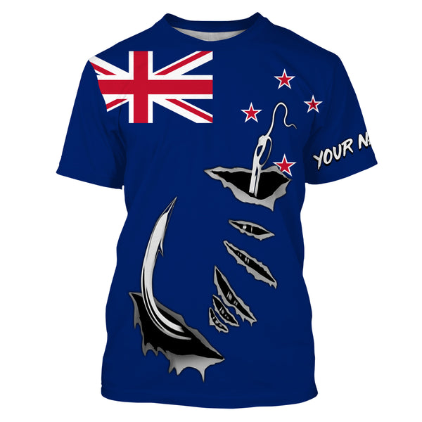 Fishing hook Newzealand Flag Long Sleeve Fishing Shirts, Personalized Patriotic Fishing gifts for men IPHW2643