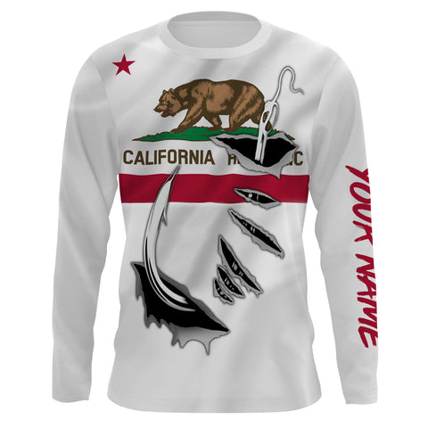 California Fishing hooks Custom Long Sleeve Fishing Shirts, California Flag Fishing jerseys IPH1904