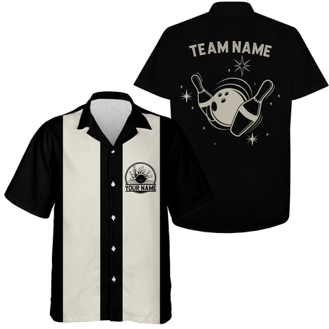 Personalized Black Retro Bowling Shirts For Men, Vintage Women'S Bowling Shirts Team Jerseys IPHW3826