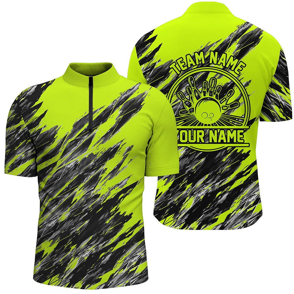 Personalized Bowling Shirts For Men, Bowling Balls And Pins Bowling Team Shirts | Green IPHW4507