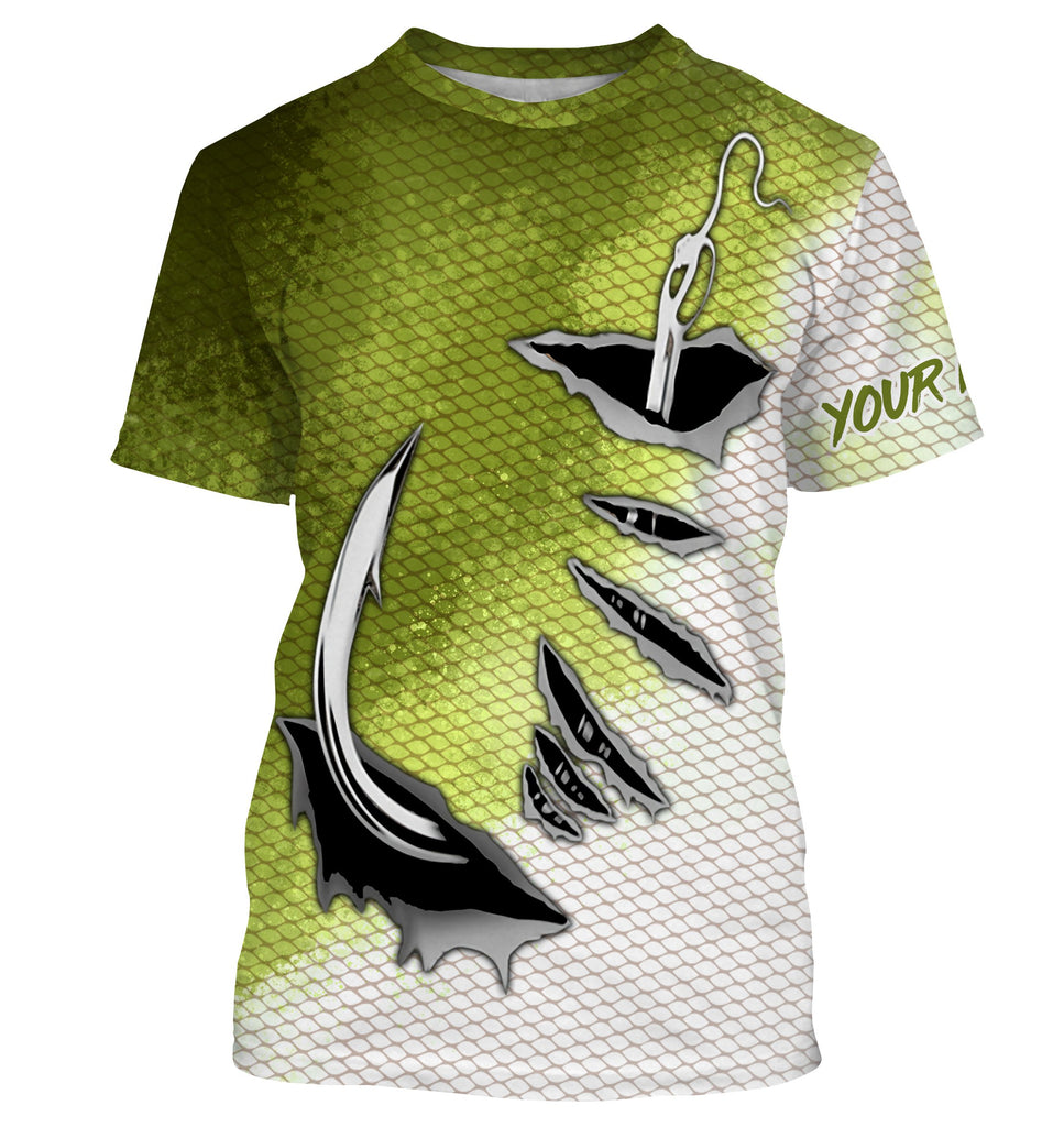 Bass Fish scales Fish hook Custom UV Long sleeve Fishing Shirts