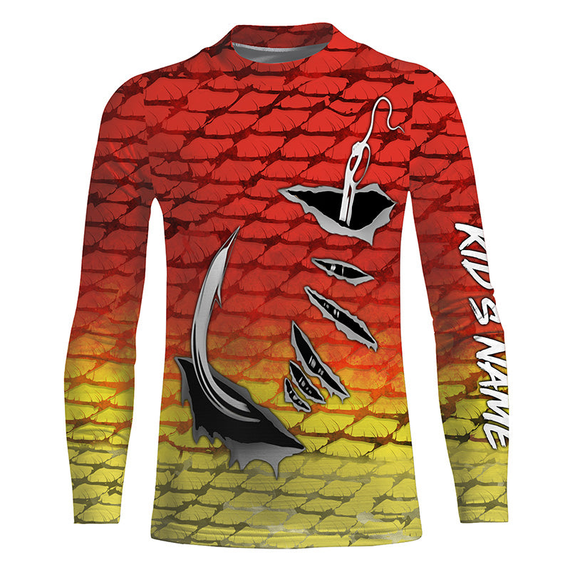 Fishing hook Redfsh Fish scale Custom Long sleeve Fishing Shirts, Redf –  Myfihu