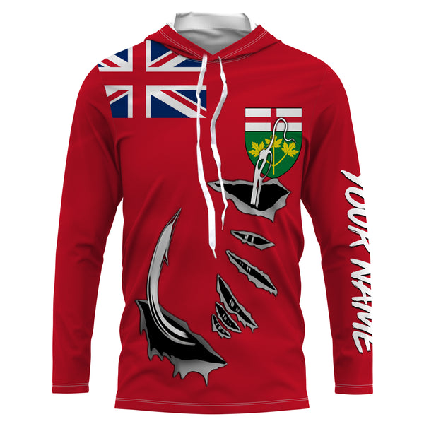 Canada Ontario Fish hook Custom Long sleeve Fishing Shirts, Ontario Fishing jerseys IPHW3337