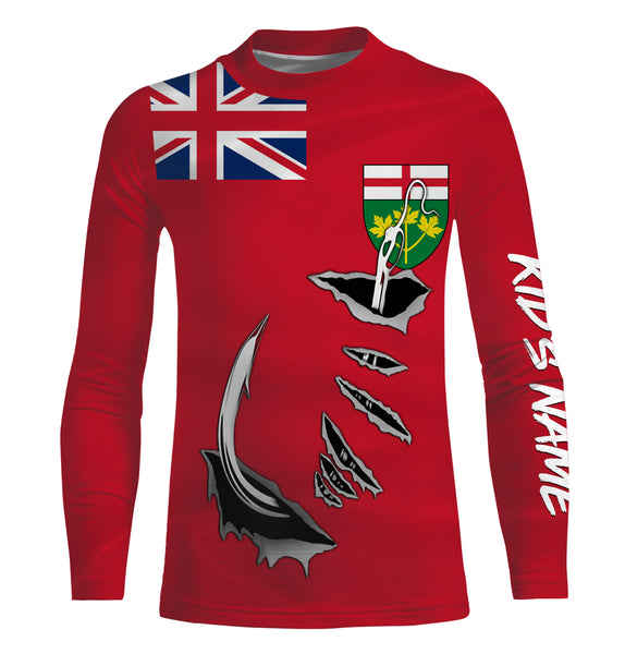 Canada Ontario Fish hook Custom Long sleeve Fishing Shirts, Ontario Fishing jerseys IPHW3337