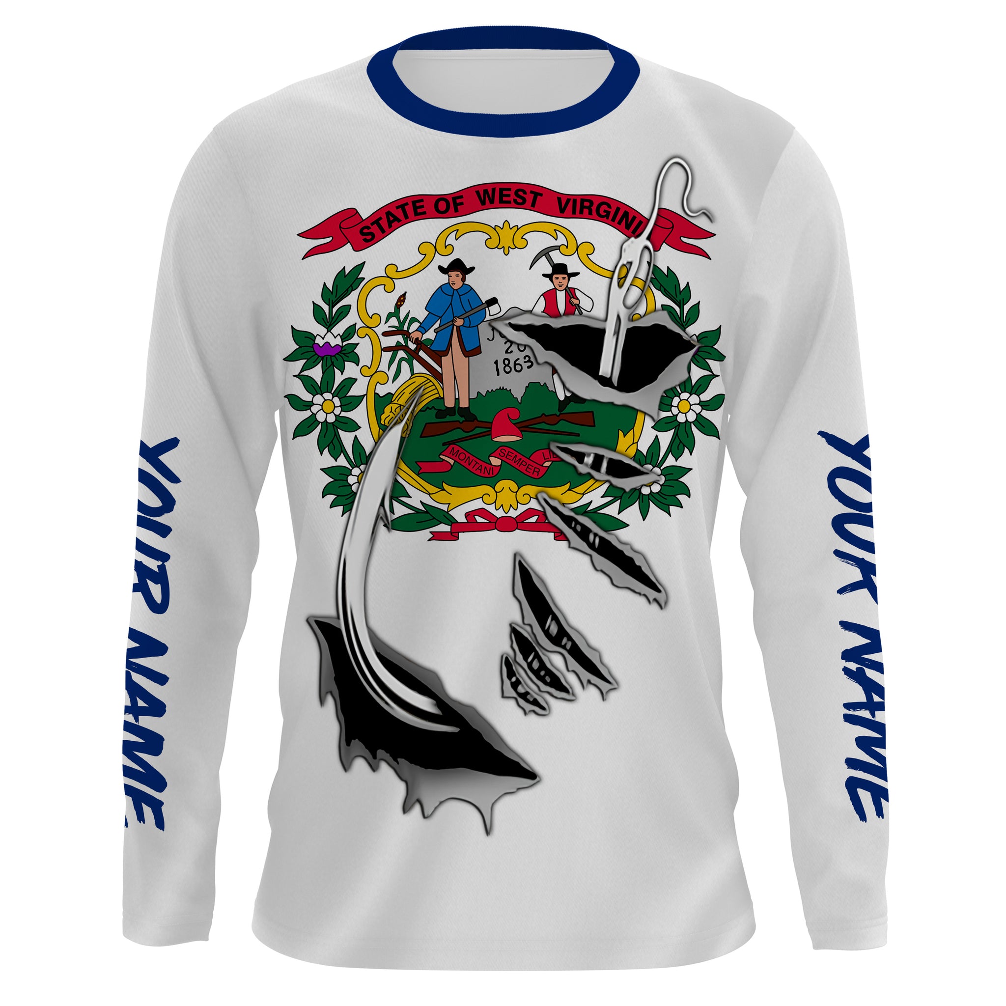 West Virginia Fishing hooks Custom Flag Fishing Shirts, West Virginia –  Myfihu