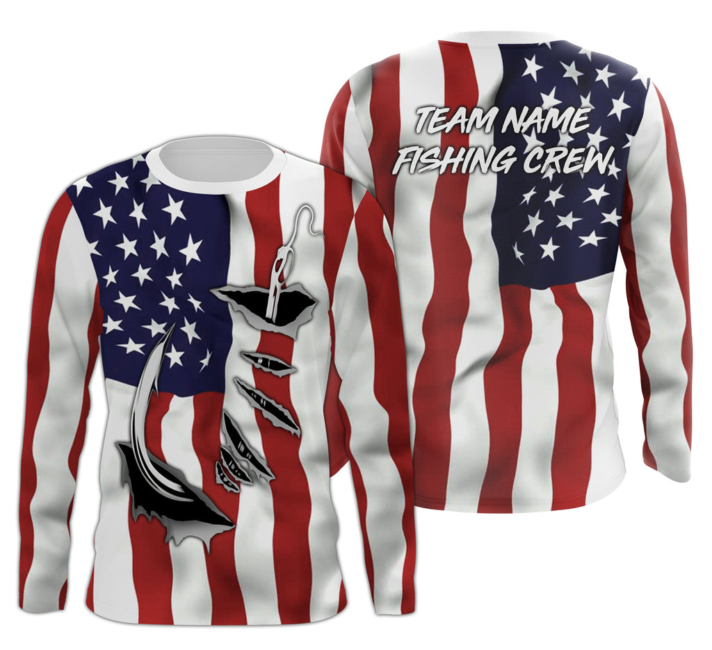 Patriotic Fishing shirt with American Flag and Fishing Hook 3D shirt, –  Myfihu