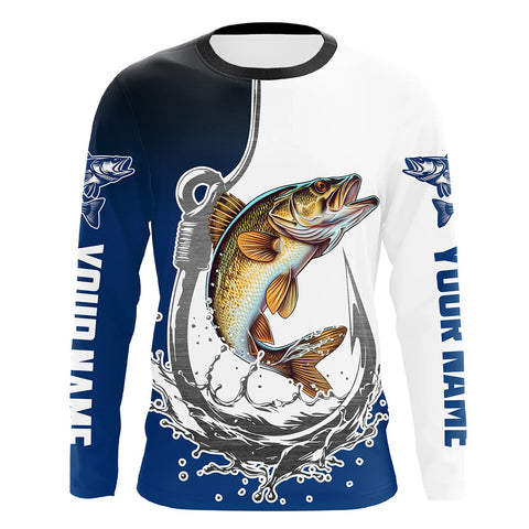 Fishing Hook Custom Walleye Long Sleeve Tournament Fishing Shirts, Walleye Fishing Jerseys IPHW5634
