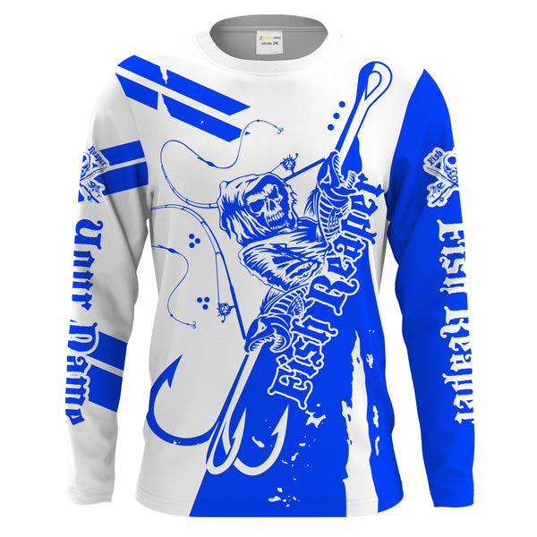Fish reaper Custom Long Sleeve performance Fishing Shirts Fishing apparel | blue - IPHW1522