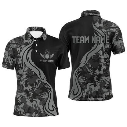 Personalized Gray Camo Bowling Shirts For Men Custom Bowling Team Jerseys Bowlers Outfits IPHW5520