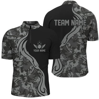 Personalized Gray Camo Bowling Shirts For Men Custom Bowling Team Jerseys Bowlers Outfits IPHW5520