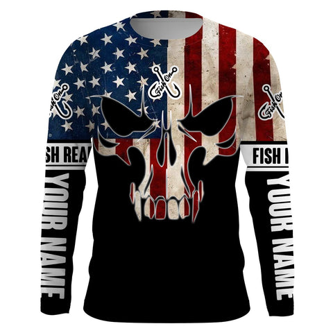 American Flag Fish reaper Custom Long sleeve Shirts UV, personalized Patriotic Fishing gifts - IPHW830