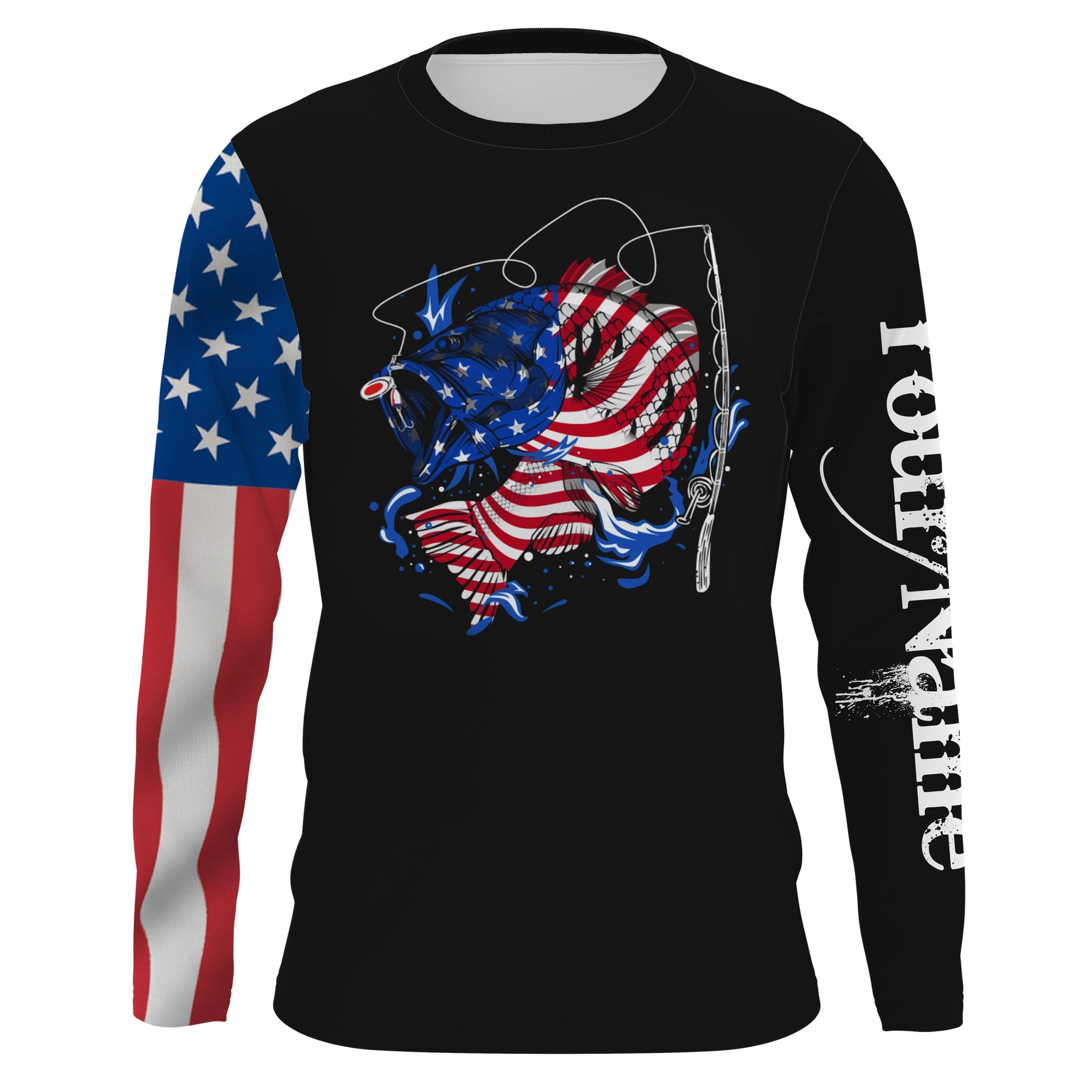US Largemouth Bass Fishing Custom Sun Shirts UPF 30+ Patriotic gift ideas for men, women and kids - IPH2188