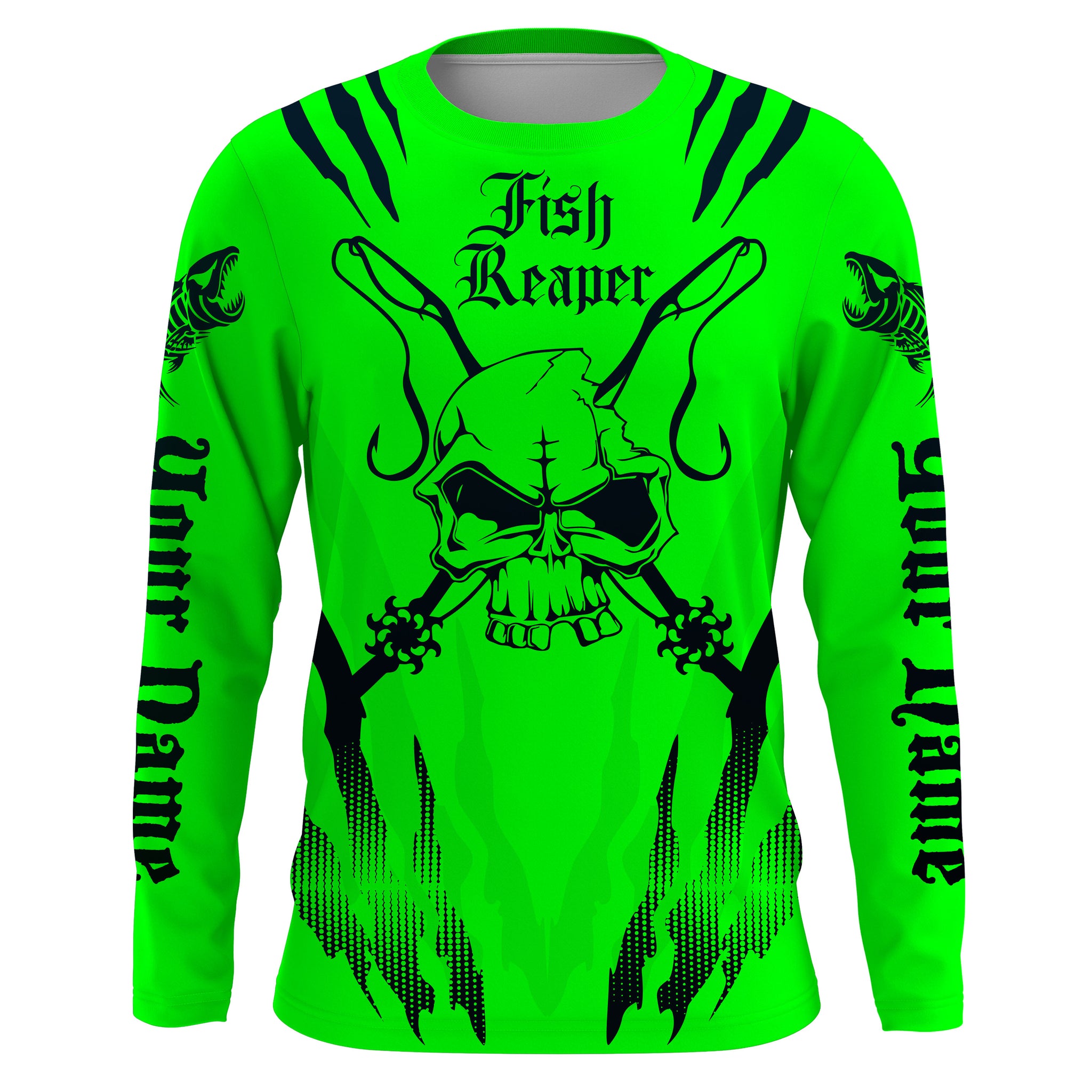 Fish reaper Custom Long Sleeve performance Fishing Shirts, Skull Fishi –  Myfihu