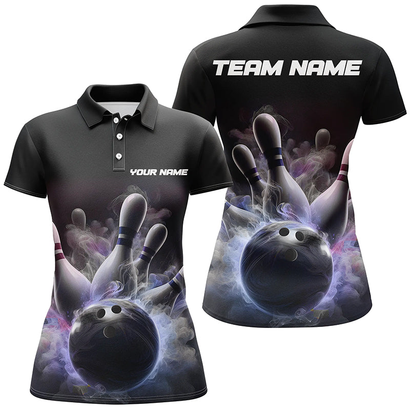 Custom Women Bowling Polo Shirts Smoke Bowling Team Jerseys Strike Bowling Shirts IPHW5402