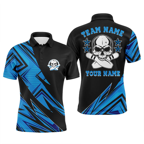 Custom Skull Bowling Shirts For Men And Women, Skull Bowling Team Jerseys | Blue IPHW4498