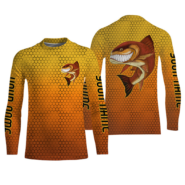 Personalized Angry Redfish Fishing jerseys, Redfish Long sleeve performance Fishing Shirts IPHW3414